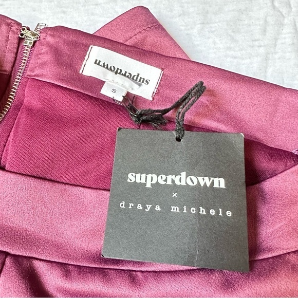 Superdown x Draya Michele Satin Kiara Mini Skirt in Dark Mauve Size S NEW - Picture 2 of 9